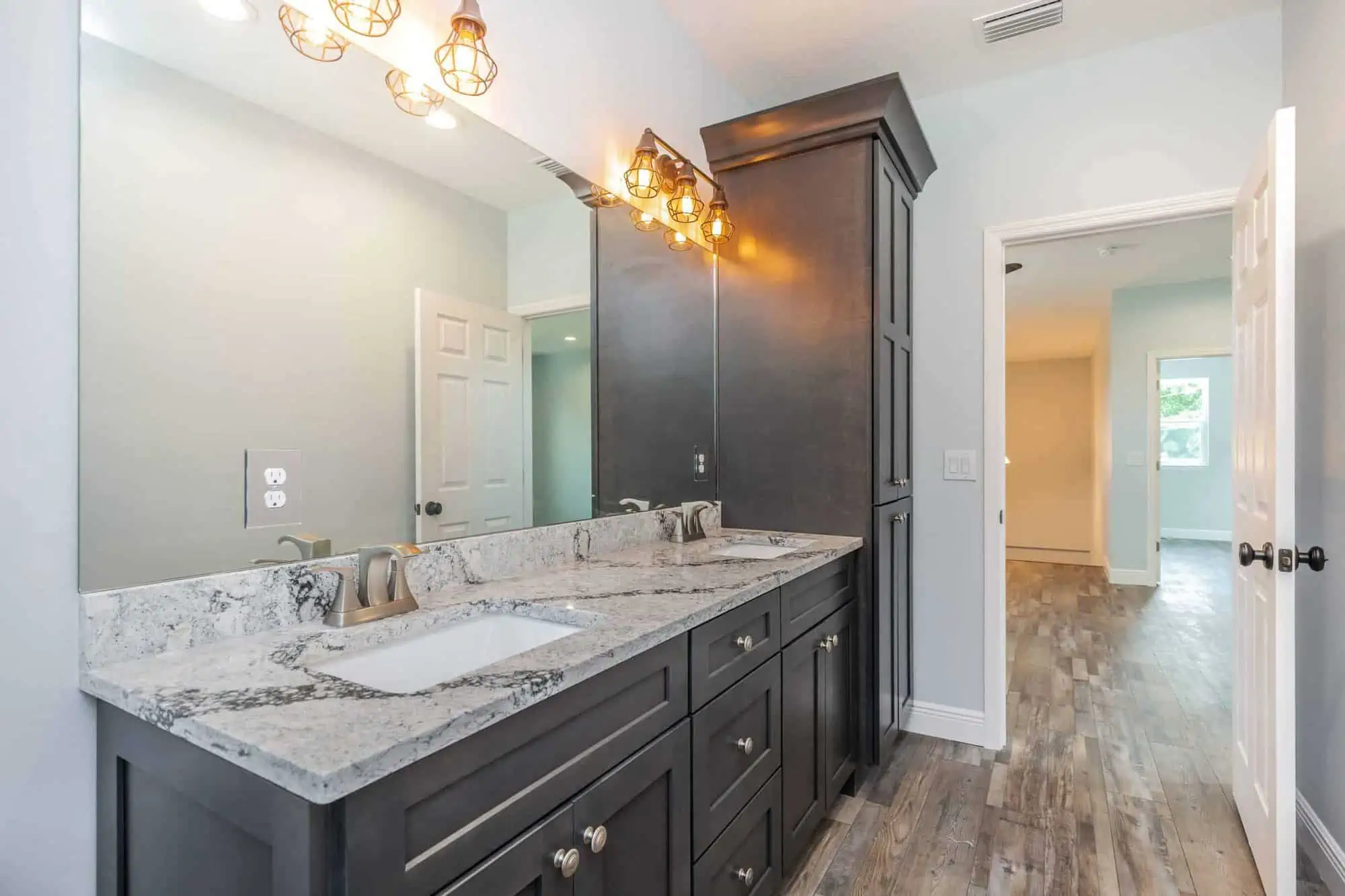 Luxurious, remodeled bathroom vanity by BA Construction